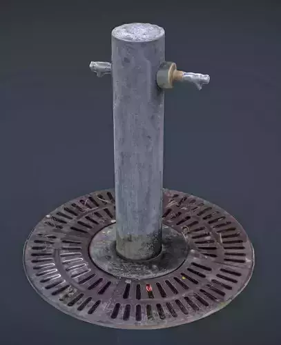 Fountain wooden pole with handle Low-poly 3D model Fountain wooden pole with handle Low-poly 3D model