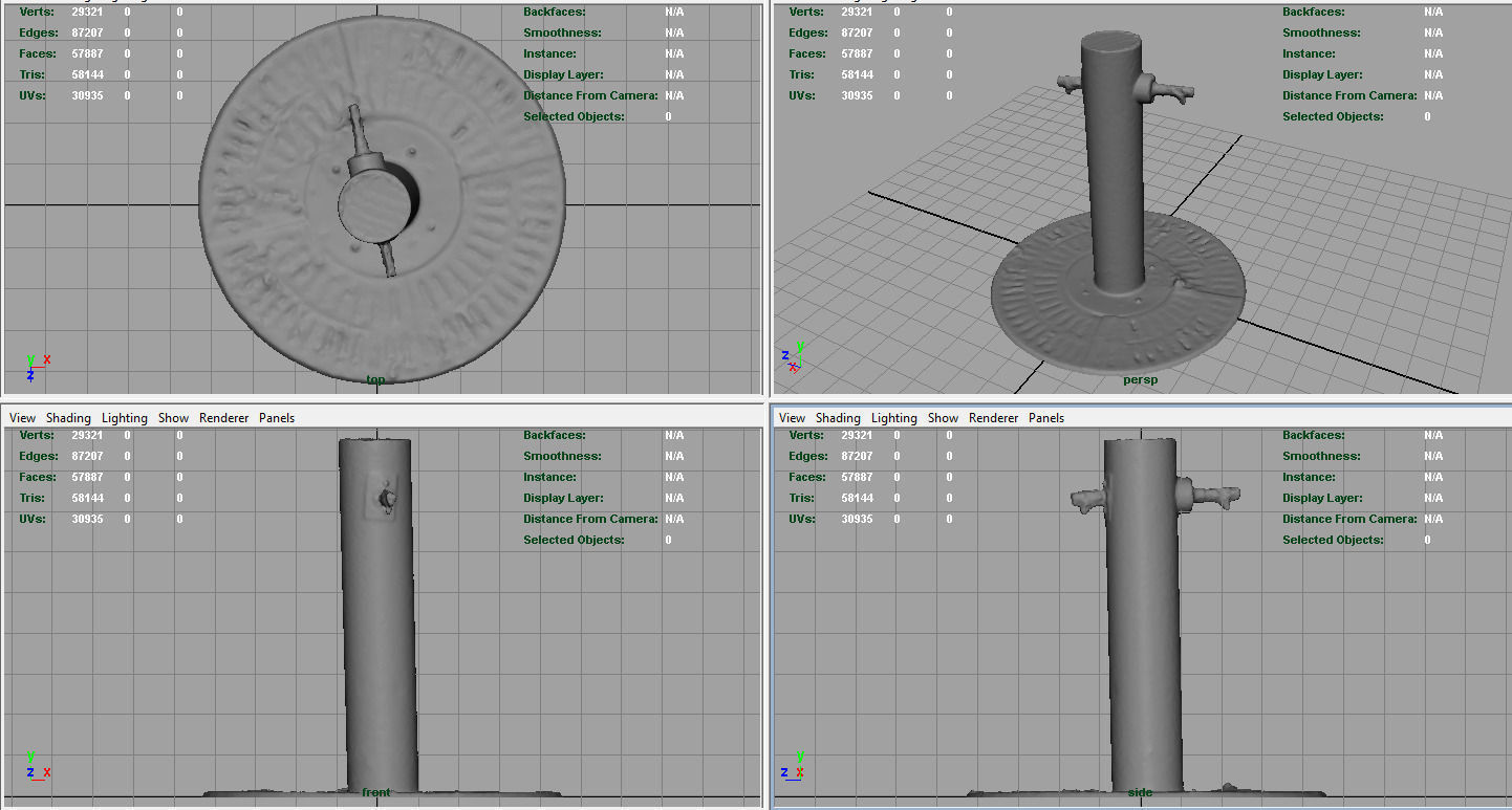 Fountain wooden pole with handle Low-poly 3D model_8