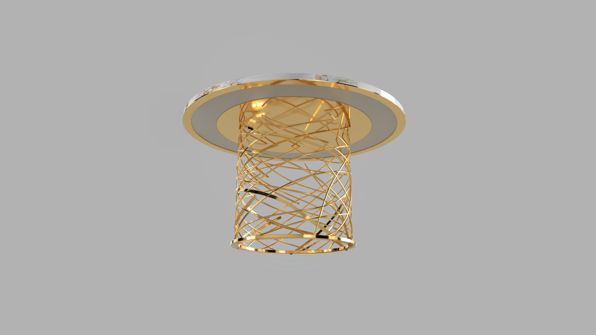 Round table marble and metal 3D model_5