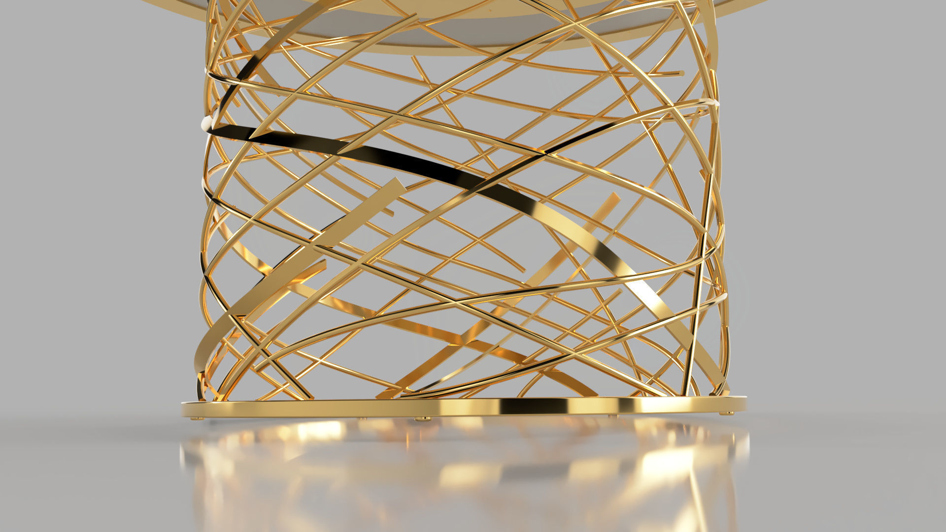 Round table marble and metal 3D model_4