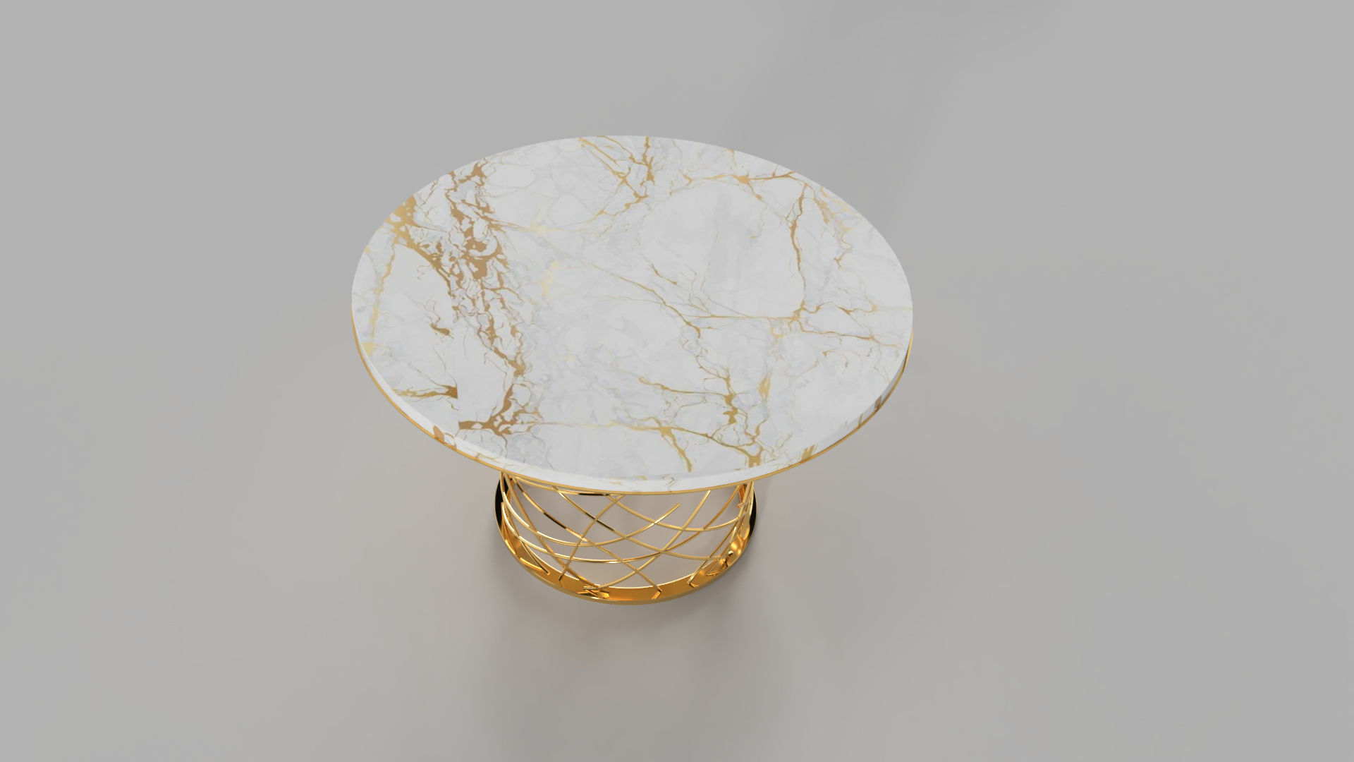 Round table marble and metal 3D model_2
