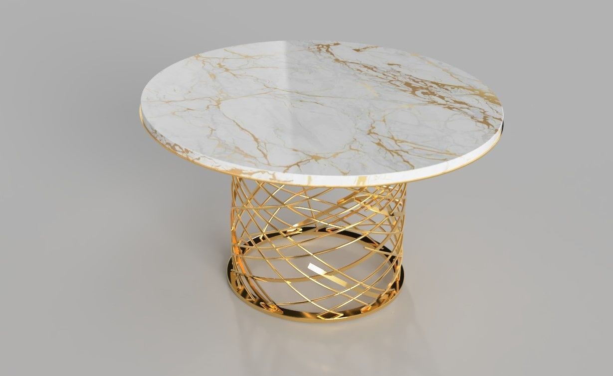 Round table marble and metal 3D model_6
