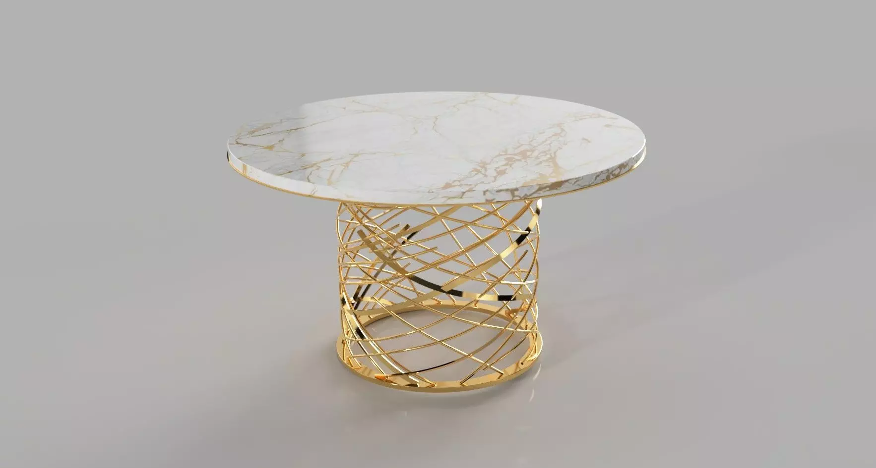 Round table marble and metal 3D model_0
