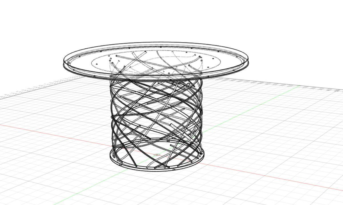 Round table marble and metal 3D model_7