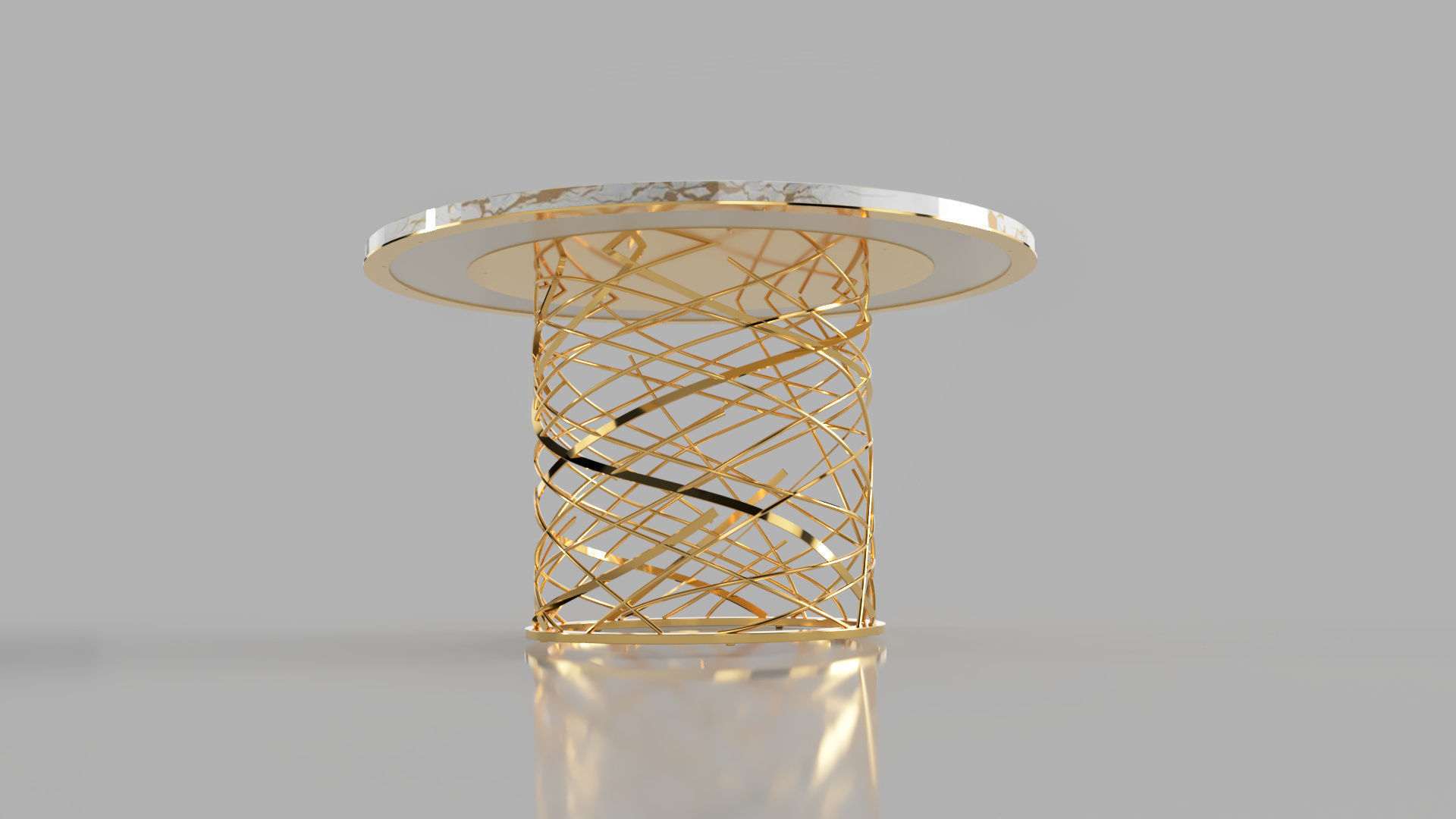 Round table marble and metal 3D model_3