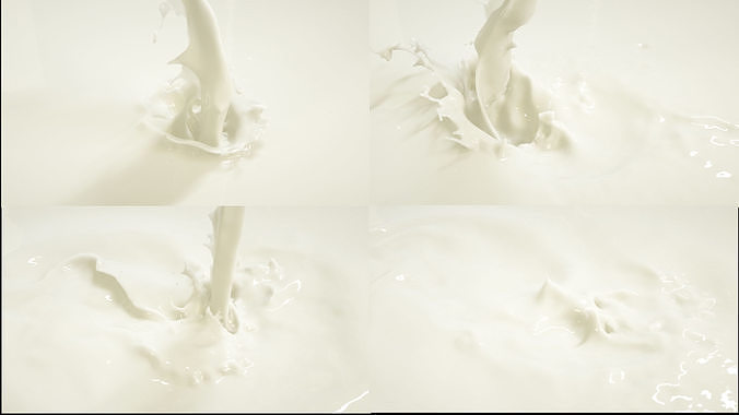 Pouring Milk  Chocolate Animated Splash 3D model 4