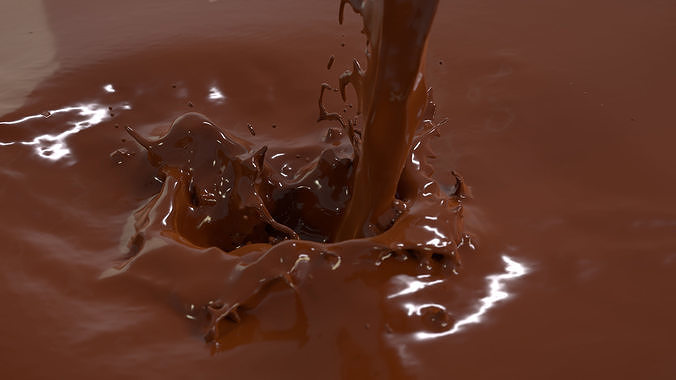 Pouring Milk  Chocolate Animated Splash 3D model 6