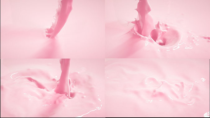 Pouring Milk  Chocolate Animated Splash 3D model 5