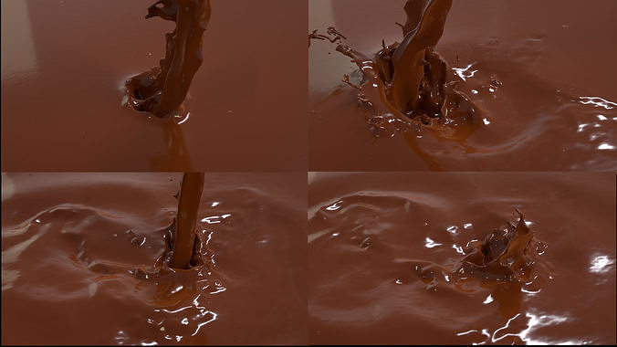 Pouring Milk  Chocolate Animated Splash 3D model 3