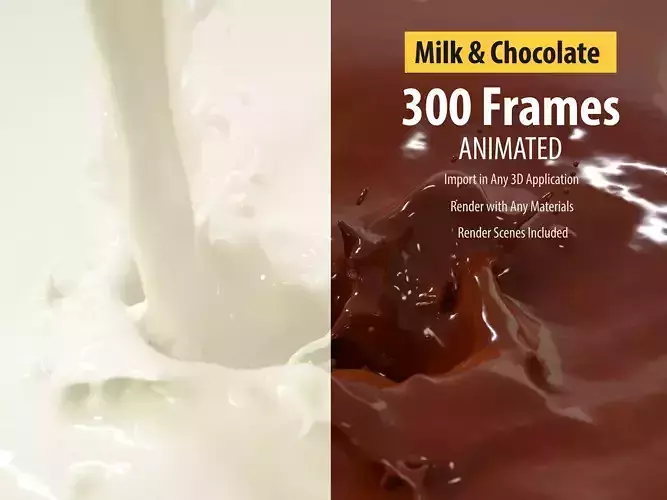 Pouring Milk  Chocolate Animated Splash 3D model