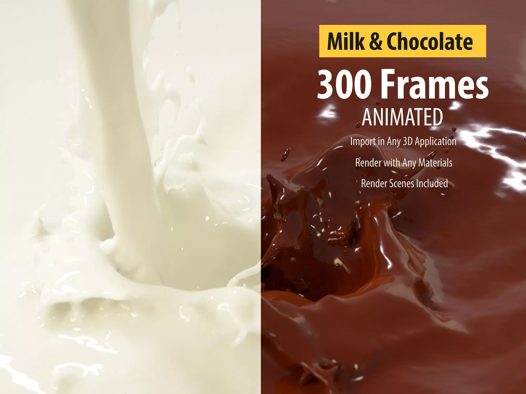 Pouring Milk  Chocolate Animated Splash 3D model_0