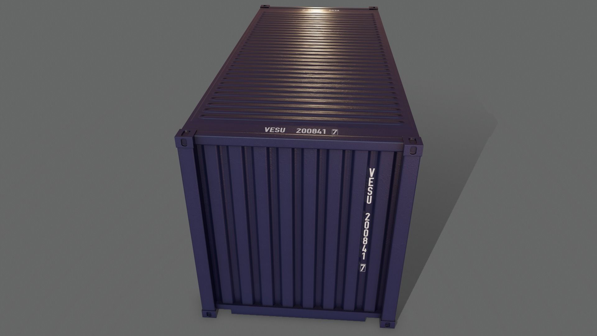 PBR 20 ft Shipping Cargo Container Version 2 - Blue Dark Low-poly 3D model_11