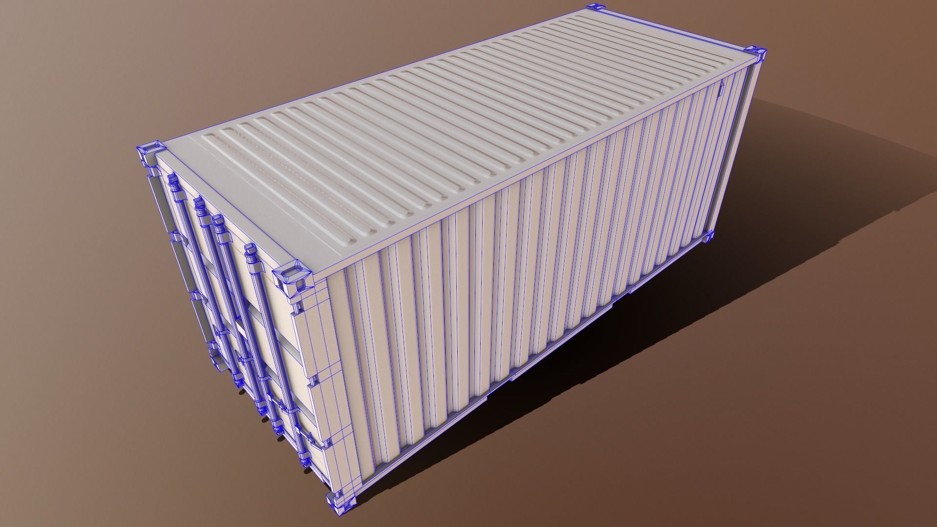 PBR 20 ft Shipping Cargo Container Version 2 - Blue Dark Low-poly 3D model_23