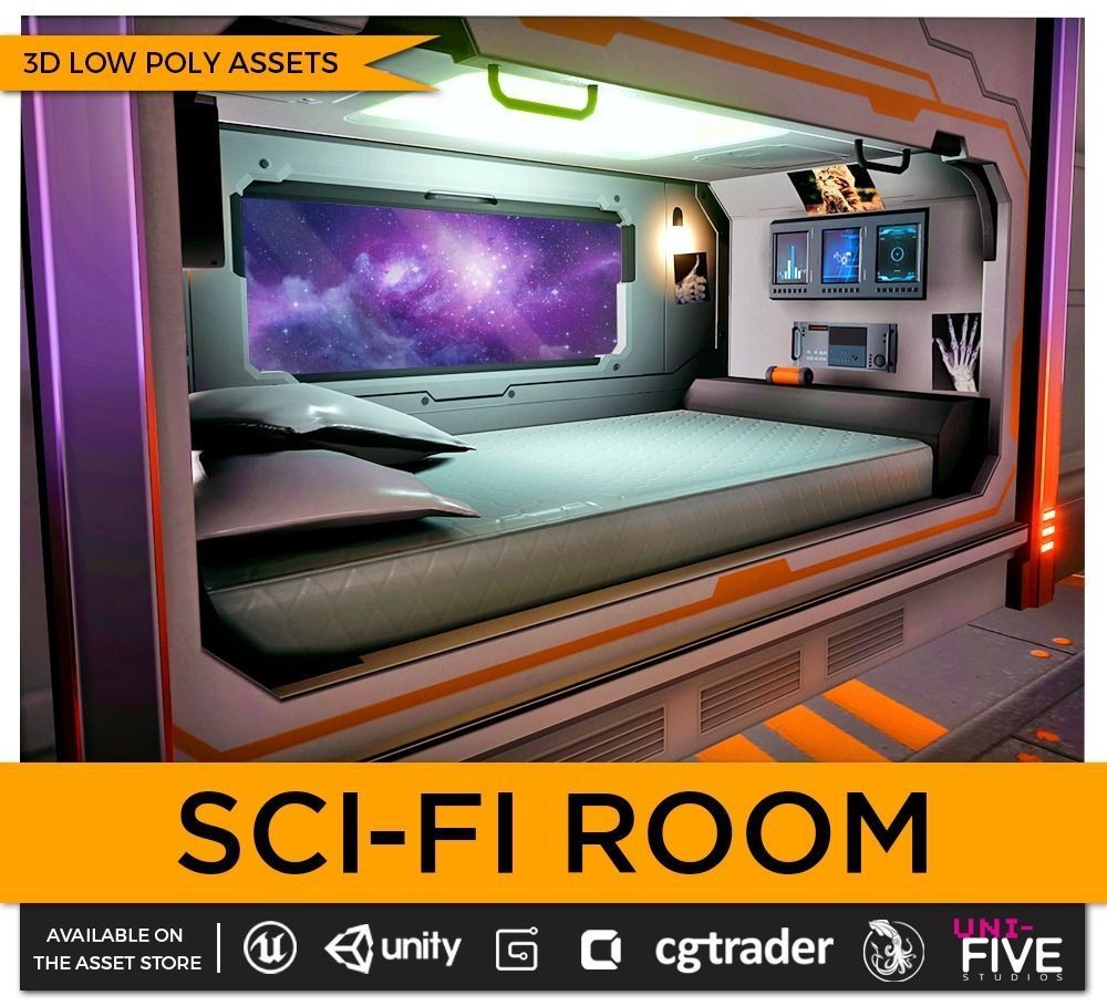 Low Poly Sci-Fi Room Asset Pack Low-poly 3D model_1