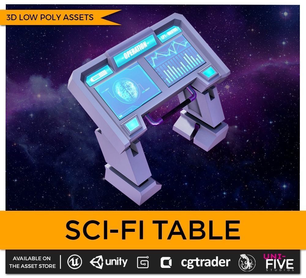 Low Poly Sci-Fi Room Asset Pack Low-poly 3D model_5