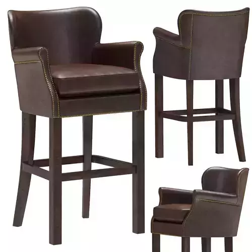 Restoration Hardware Professors Leather Stool with Nailheads