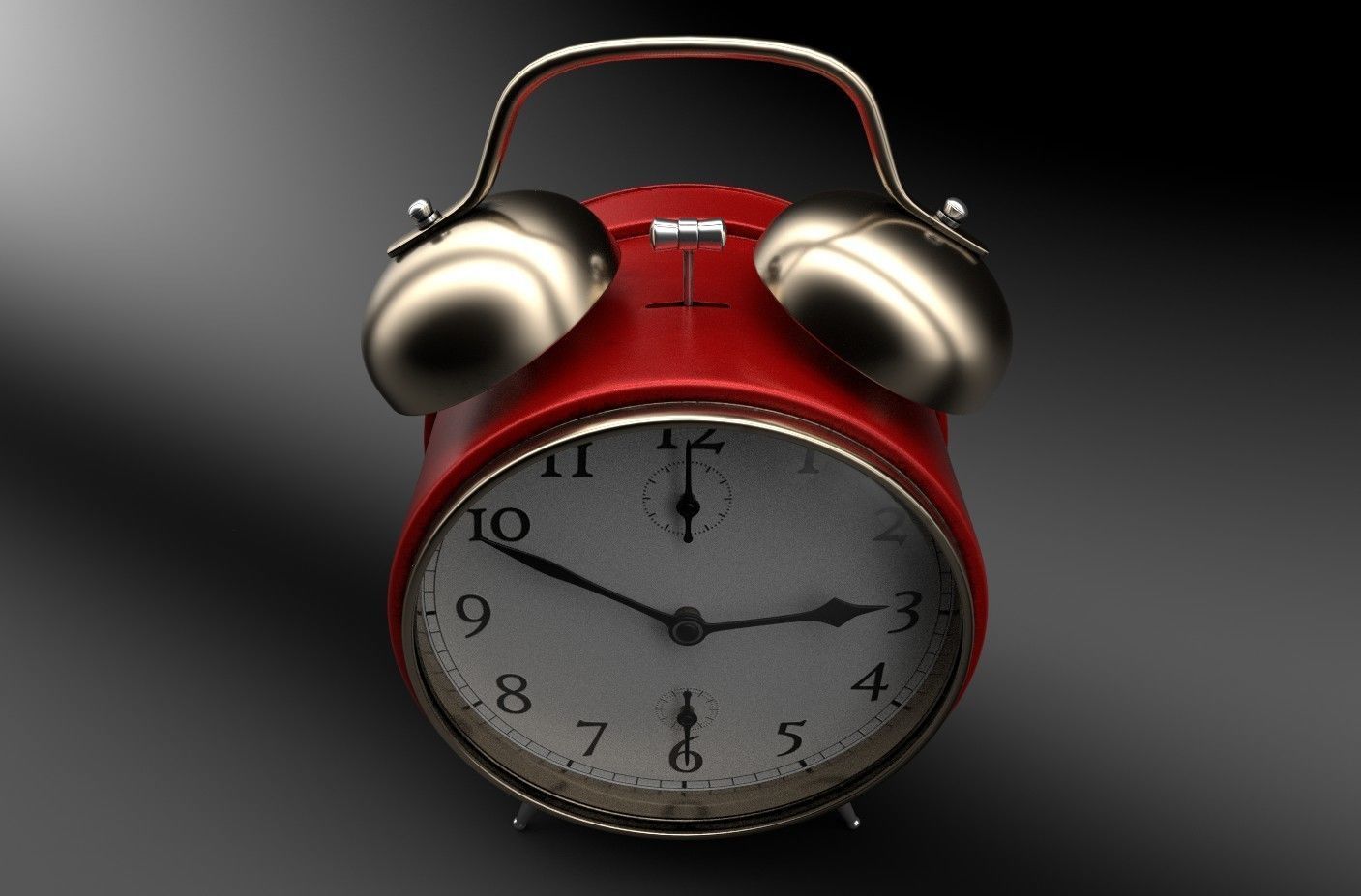 Old Red  Alarm Clock Low-poly 3D model_4