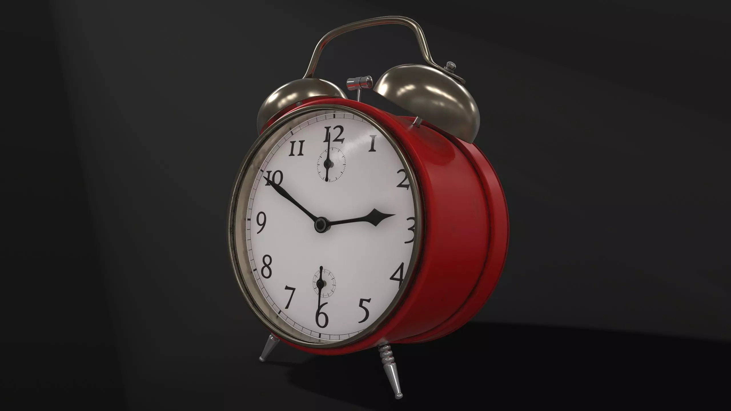 Old Red  Alarm Clock Low-poly 3D model_0