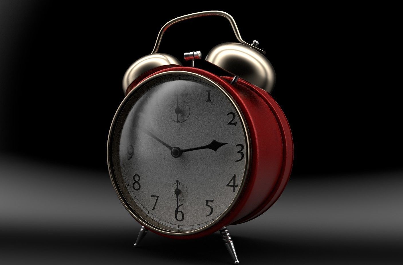 Old Red  Alarm Clock Low-poly 3D model_3
