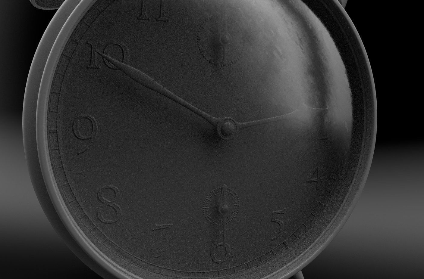 Old Red  Alarm Clock Low-poly 3D model_9