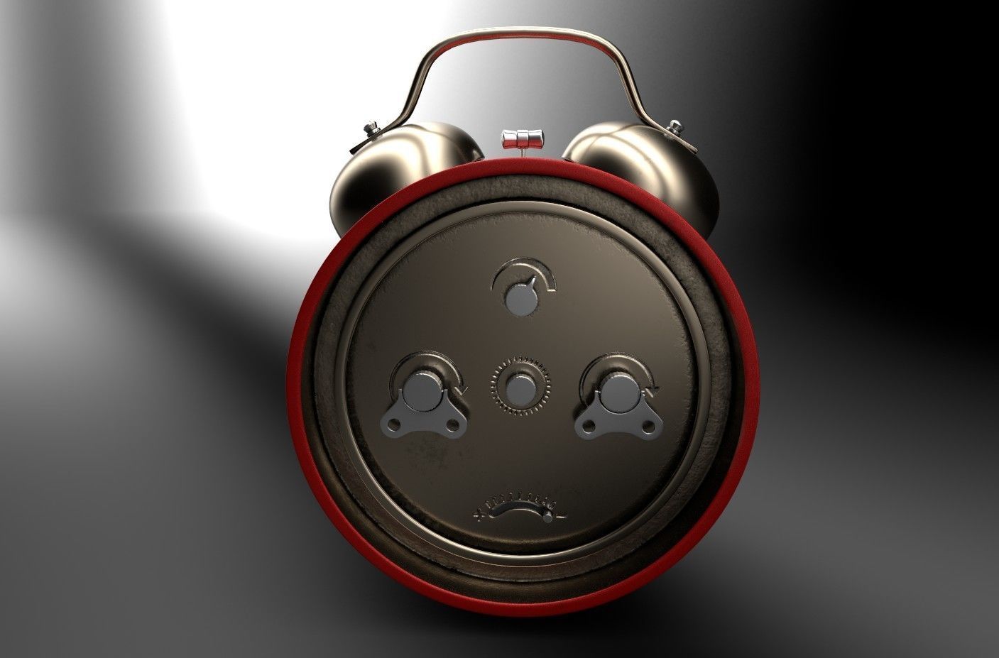 Old Red  Alarm Clock Low-poly 3D model_5