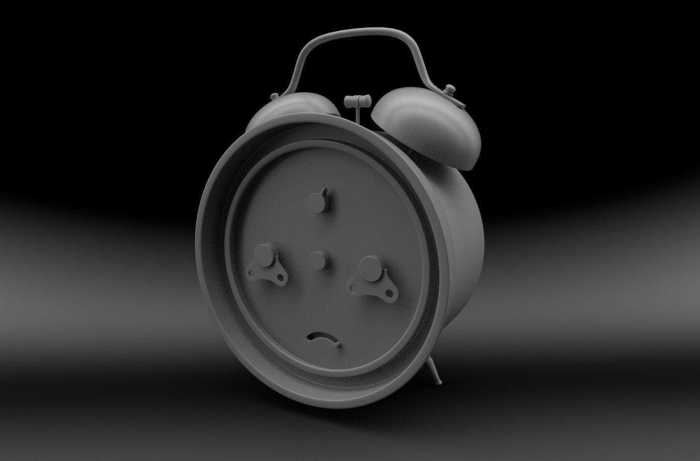 Old Red  Alarm Clock Low-poly 3D model_8