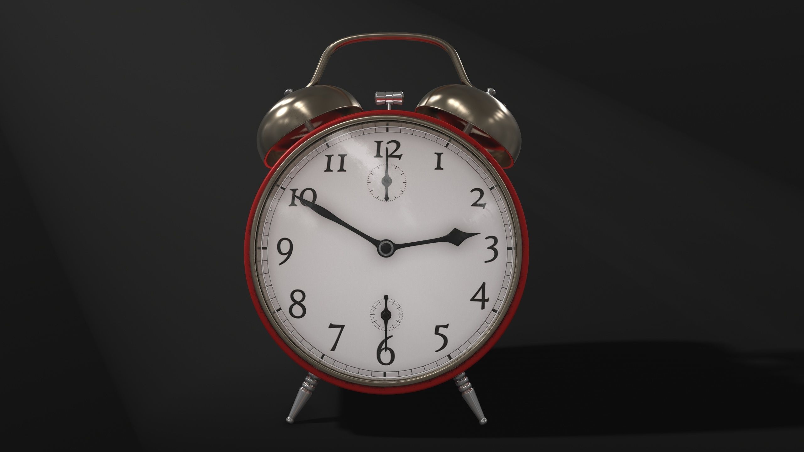 Old Red  Alarm Clock Low-poly 3D model_1