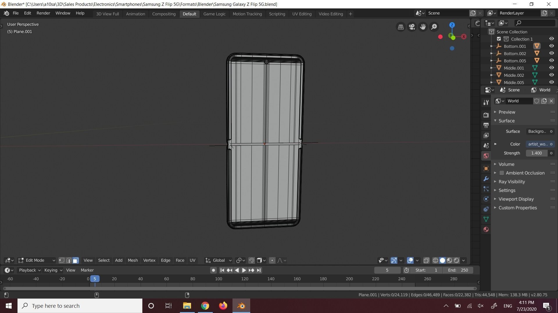 Samsung Galaxy Z Flip 5G In All Official Colors Low-poly 3D model_6