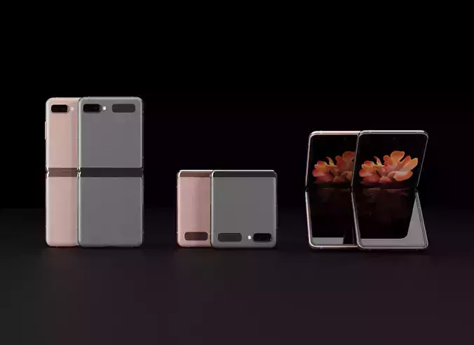 Samsung Galaxy Z Flip 5G In All Official Colors Low-poly 3D model