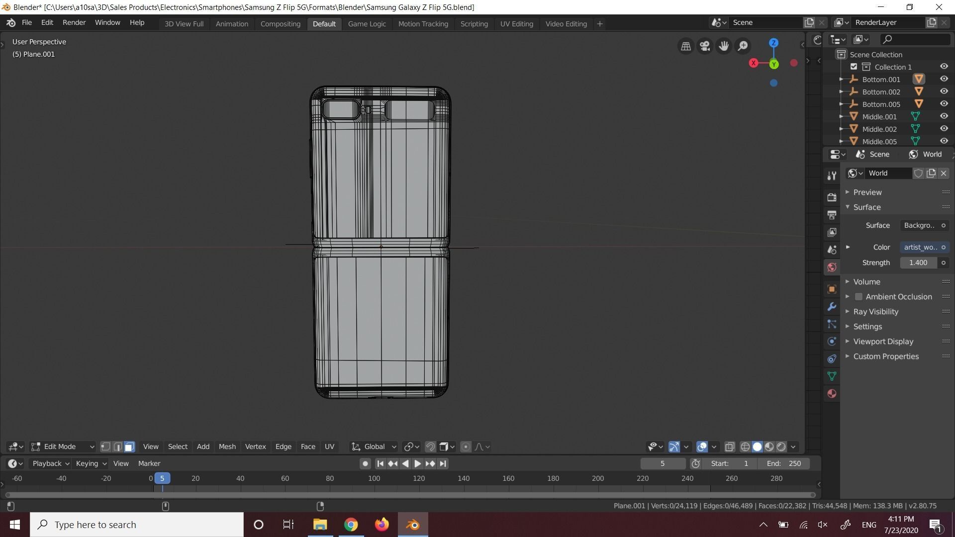 Samsung Galaxy Z Flip 5G In All Official Colors Low-poly 3D model_7