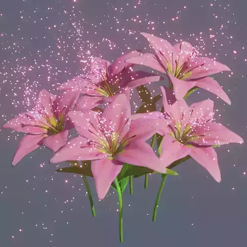 Lily flower rigged animated 3D model