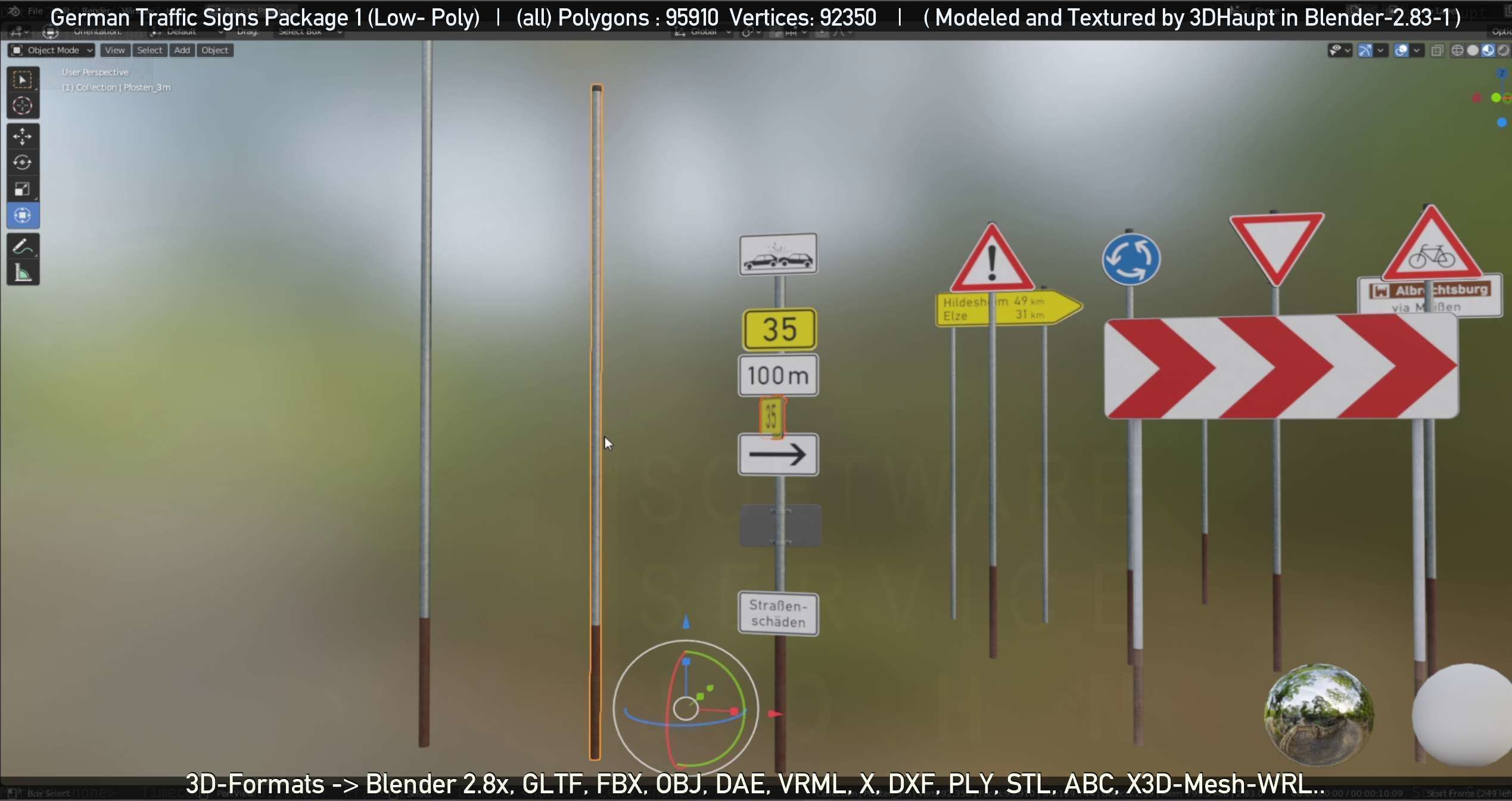 German Traffic Signs Package 1 Low-poly 3D model_59