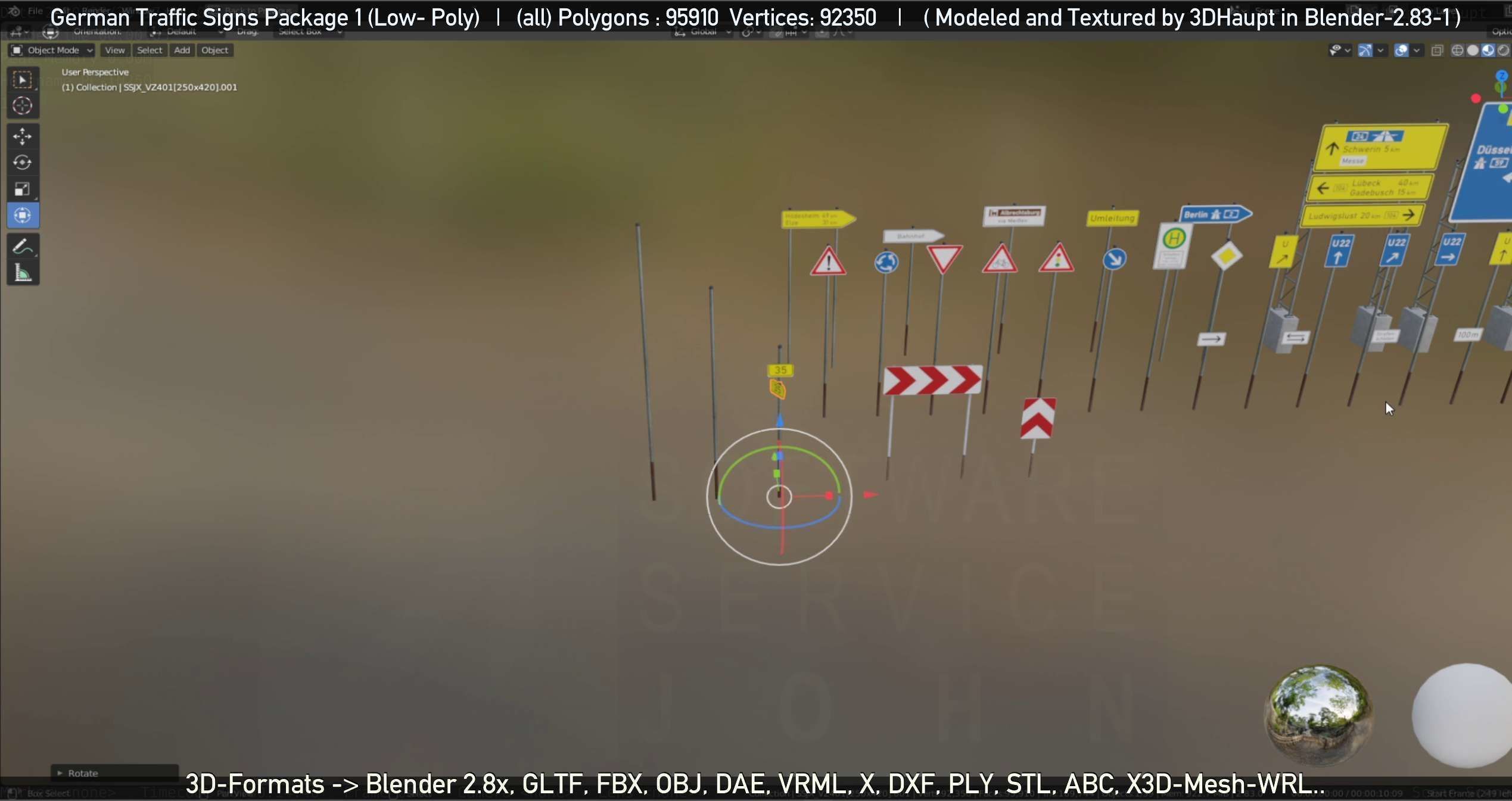 German Traffic Signs Package 1 Low-poly 3D model_86