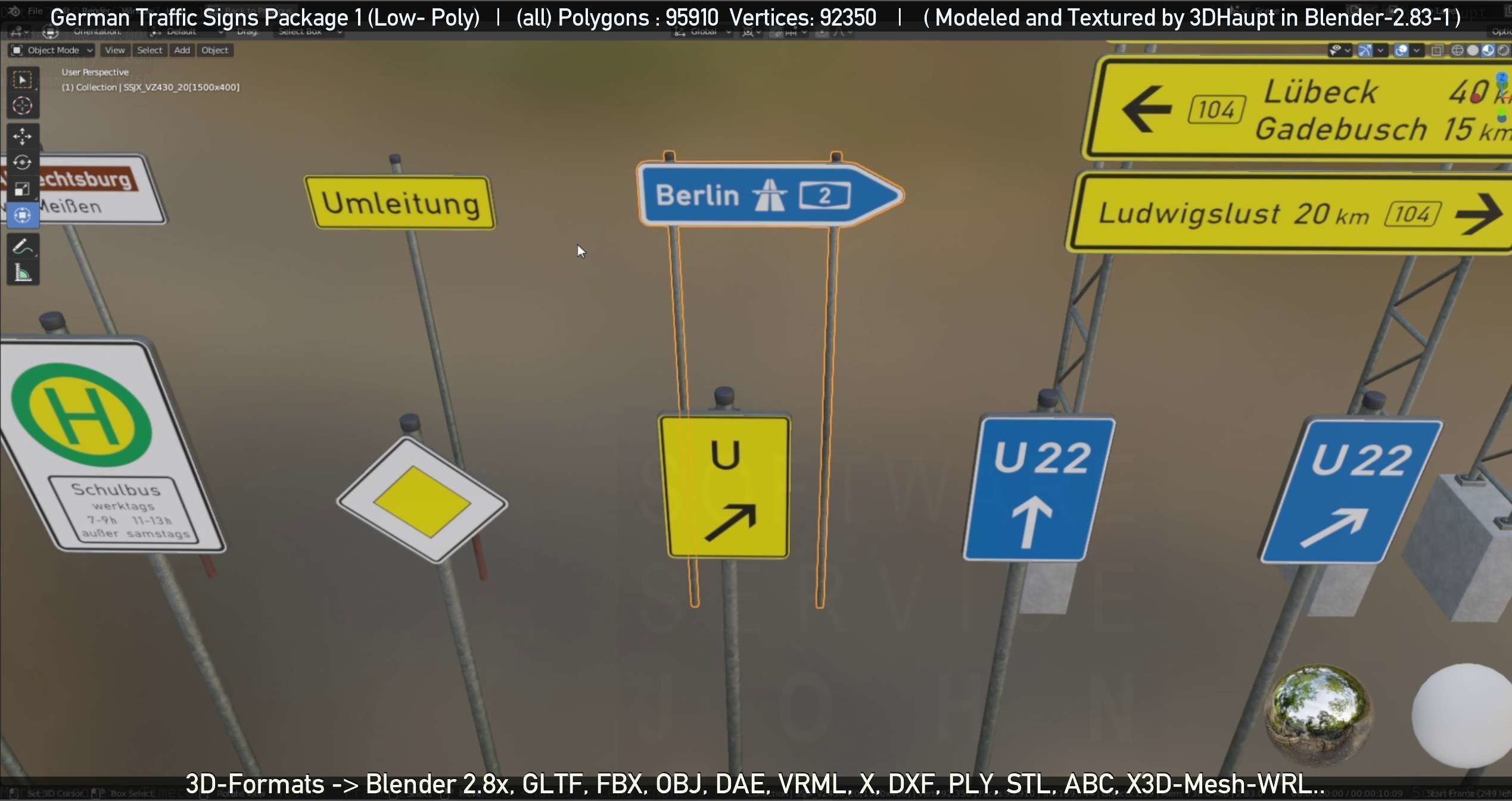 German Traffic Signs Package 1 Low-poly 3D model_74