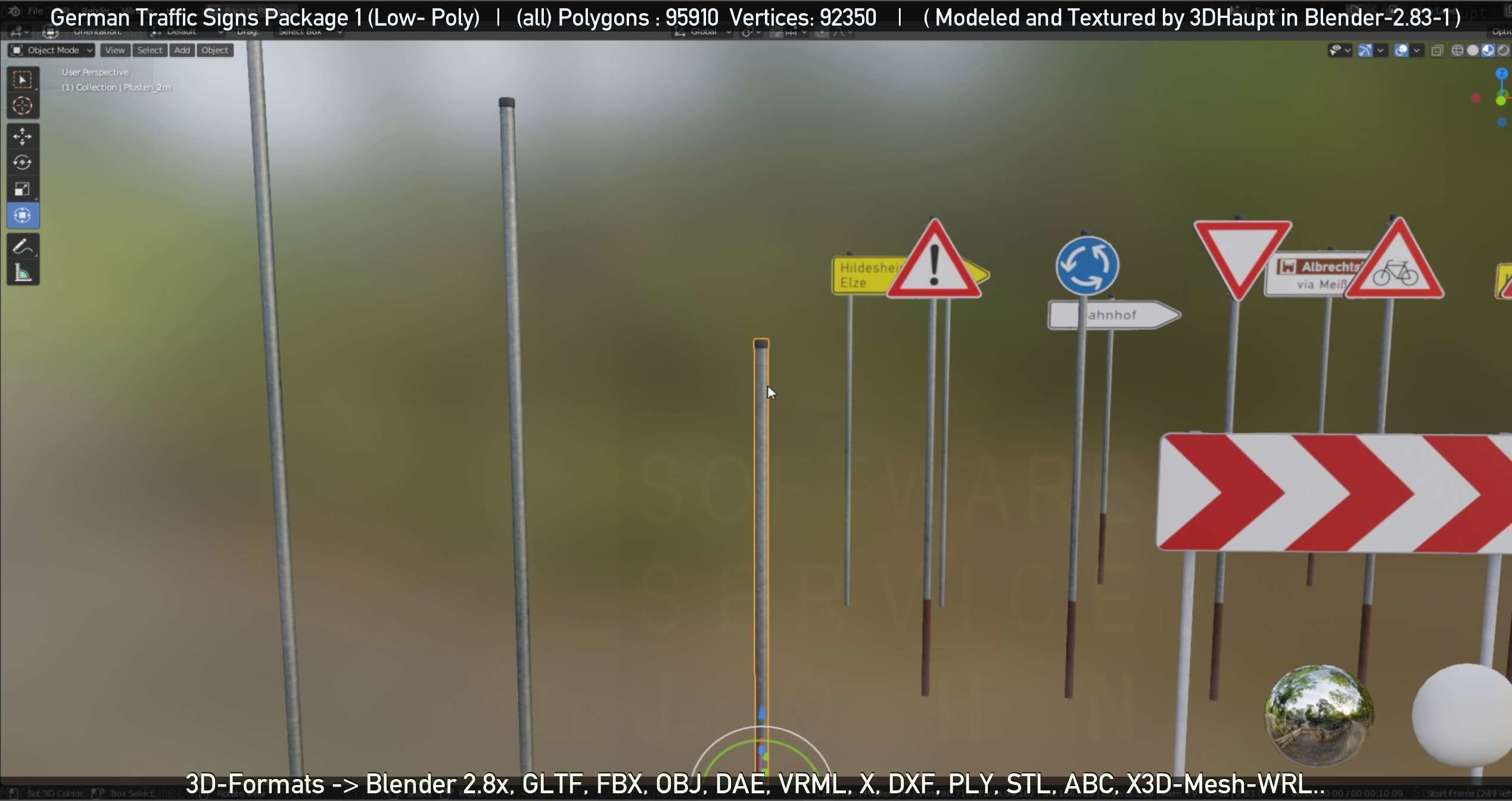 German Traffic Signs Package 1 Low-poly 3D model_45