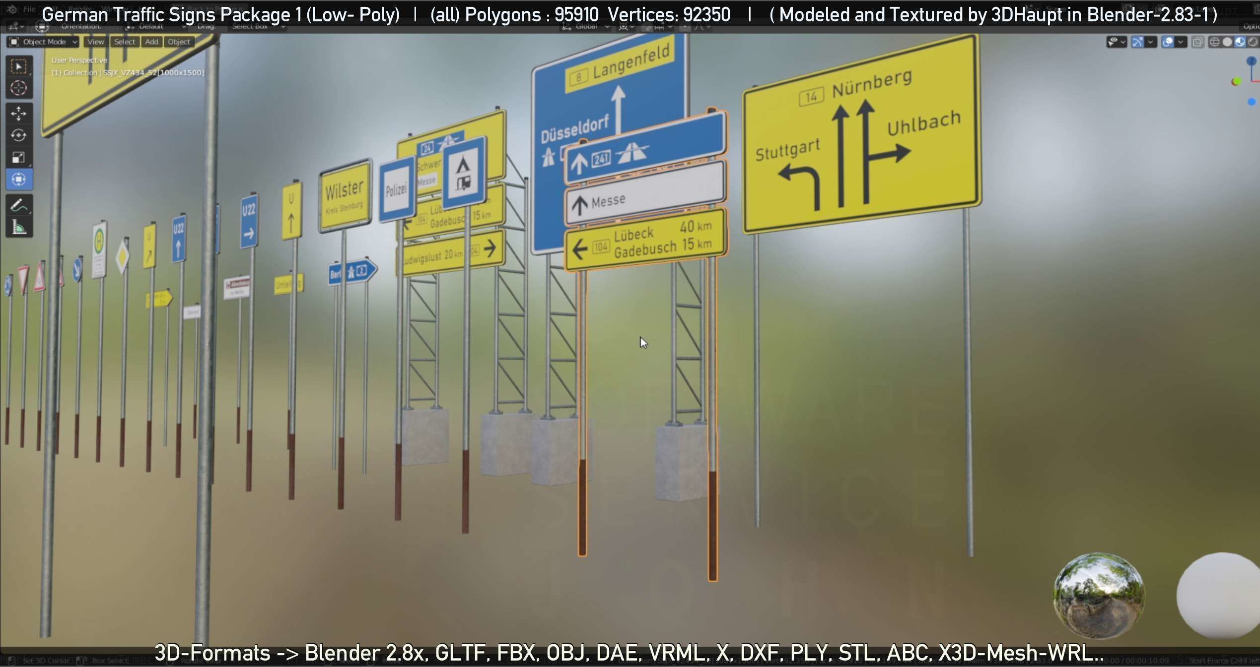 German Traffic Signs Package 1 Low-poly 3D model_25