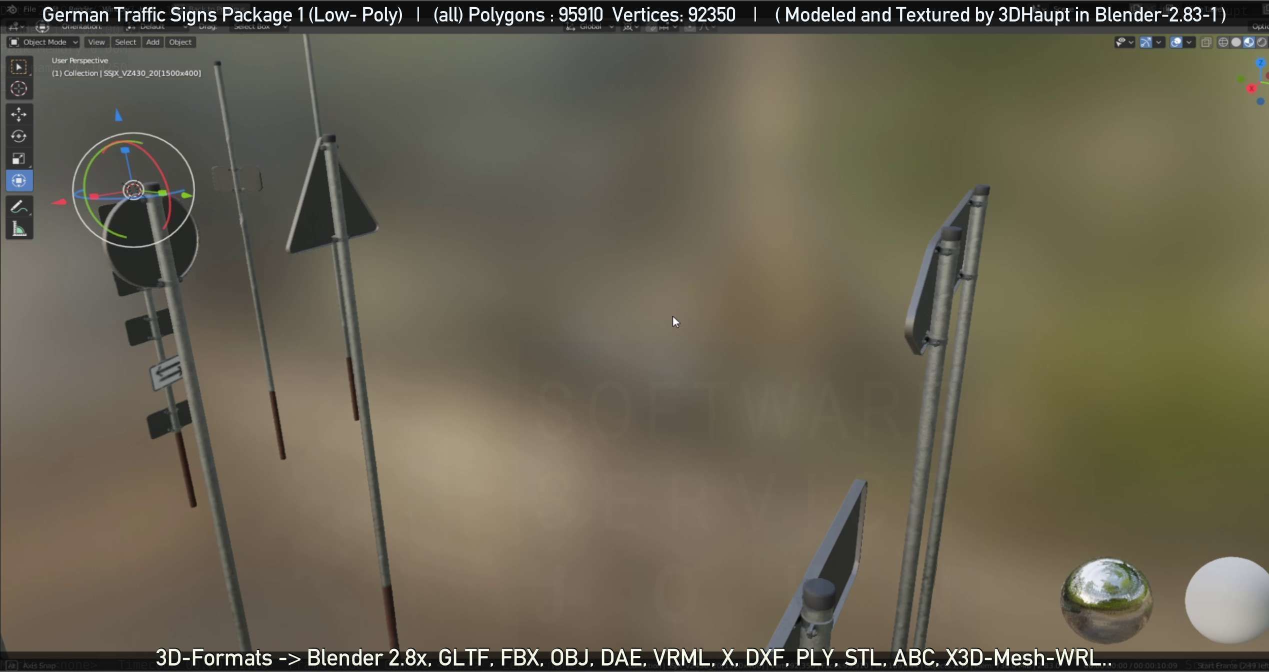 German Traffic Signs Package 1 Low-poly 3D model_78