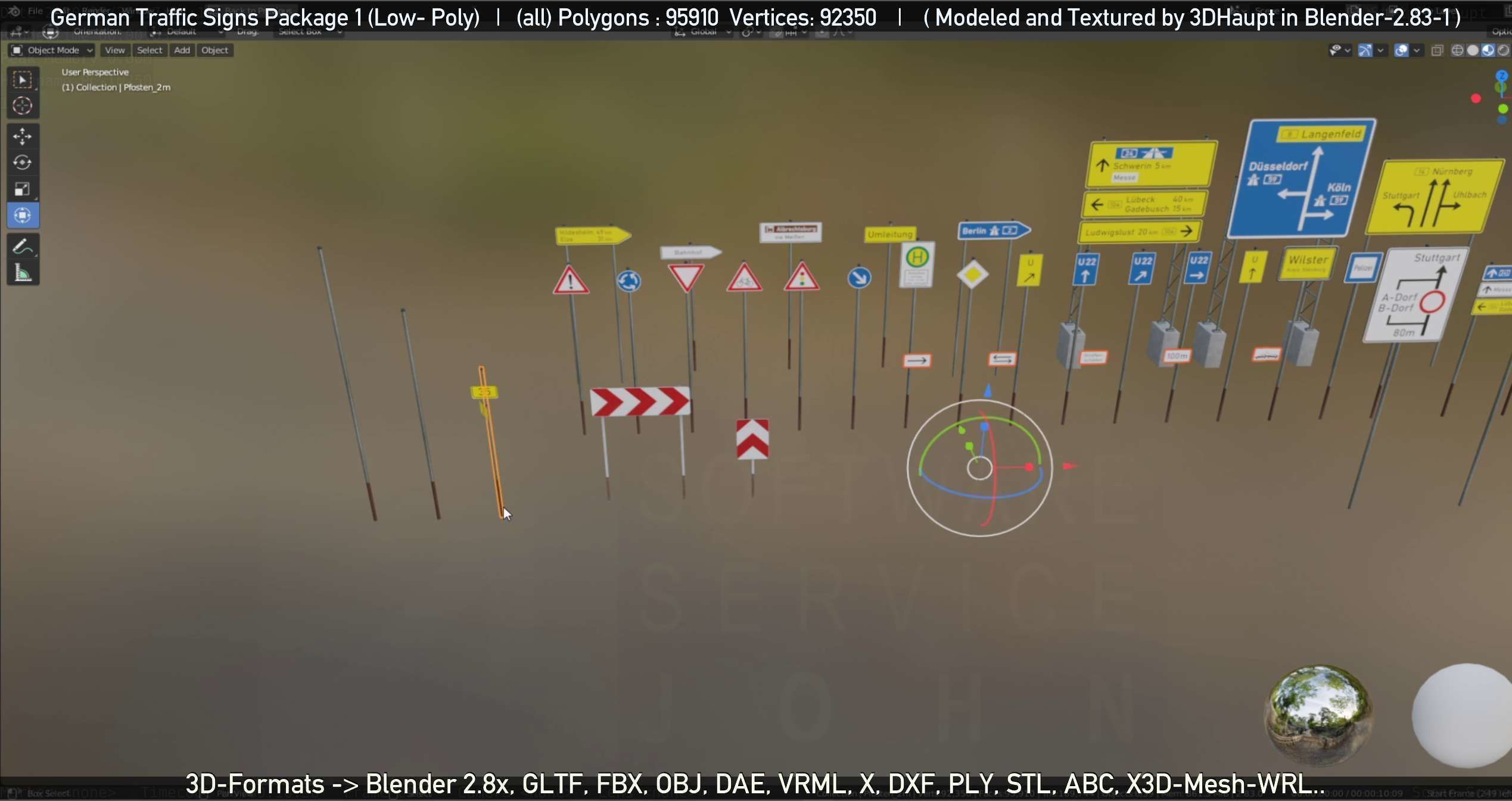 German Traffic Signs Package 1 Low-poly 3D model_110