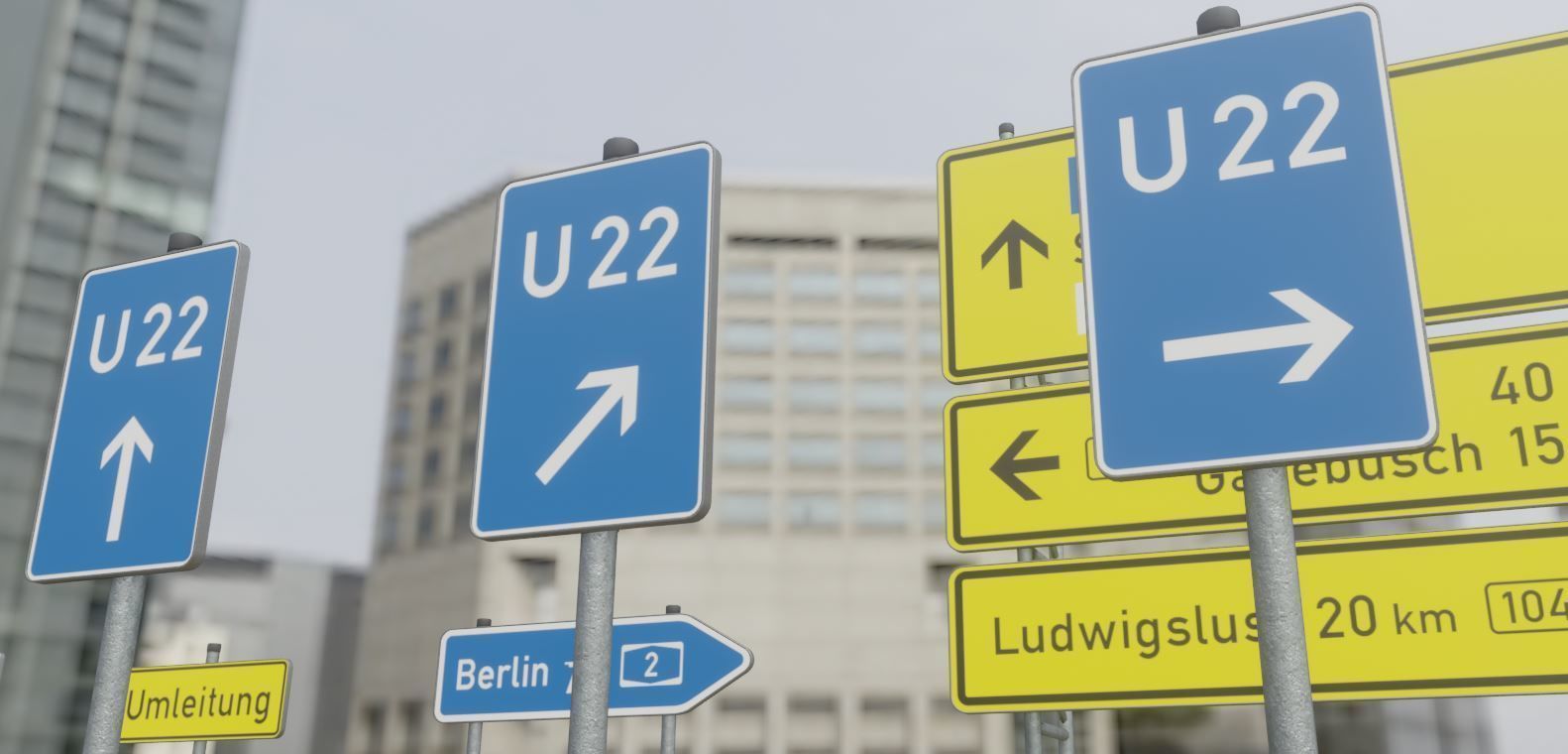 German Traffic Signs Package 1 Low-poly 3D model_2