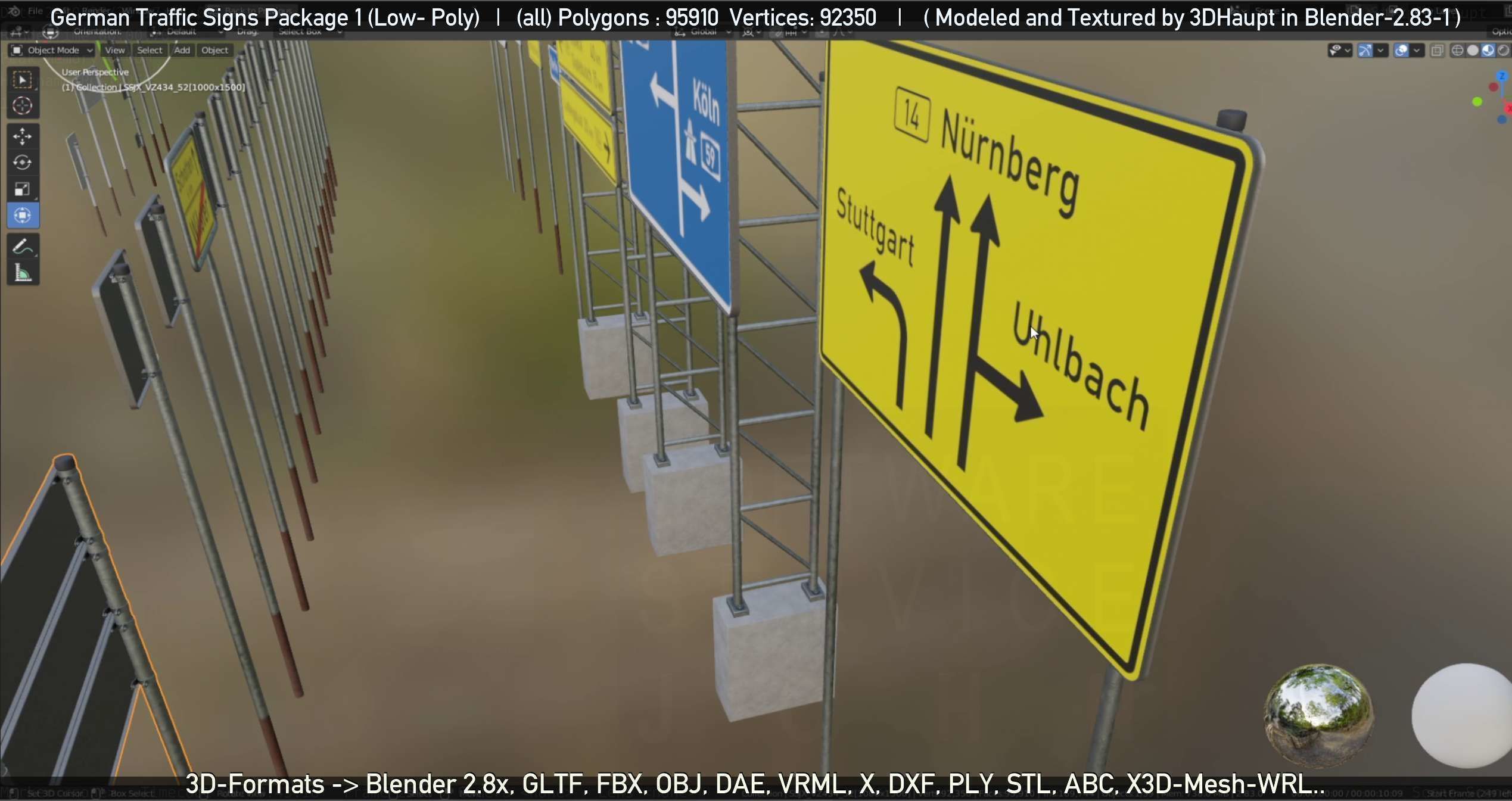 German Traffic Signs Package 1 Low-poly 3D model_29