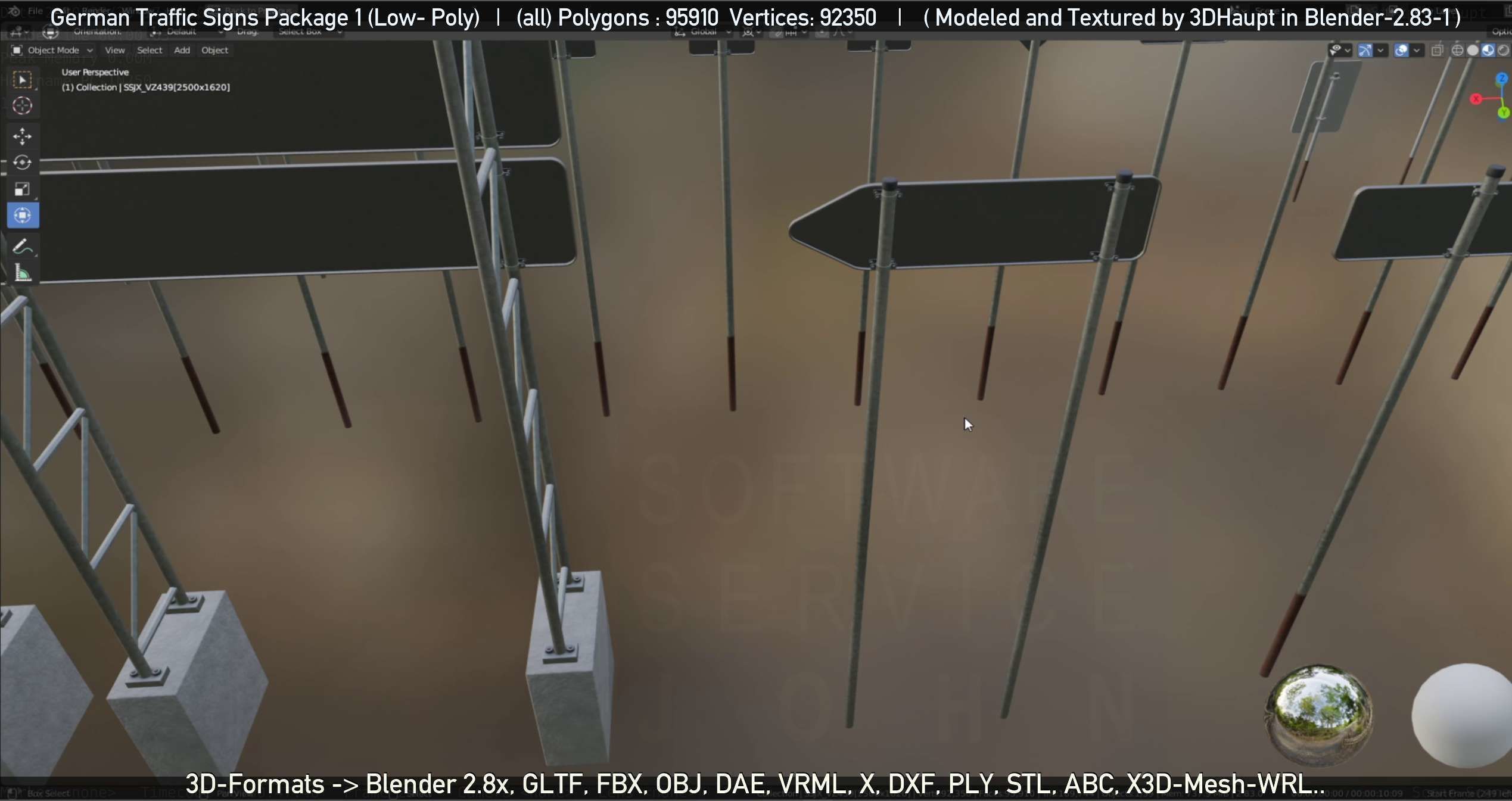 German Traffic Signs Package 1 Low-poly 3D model_37