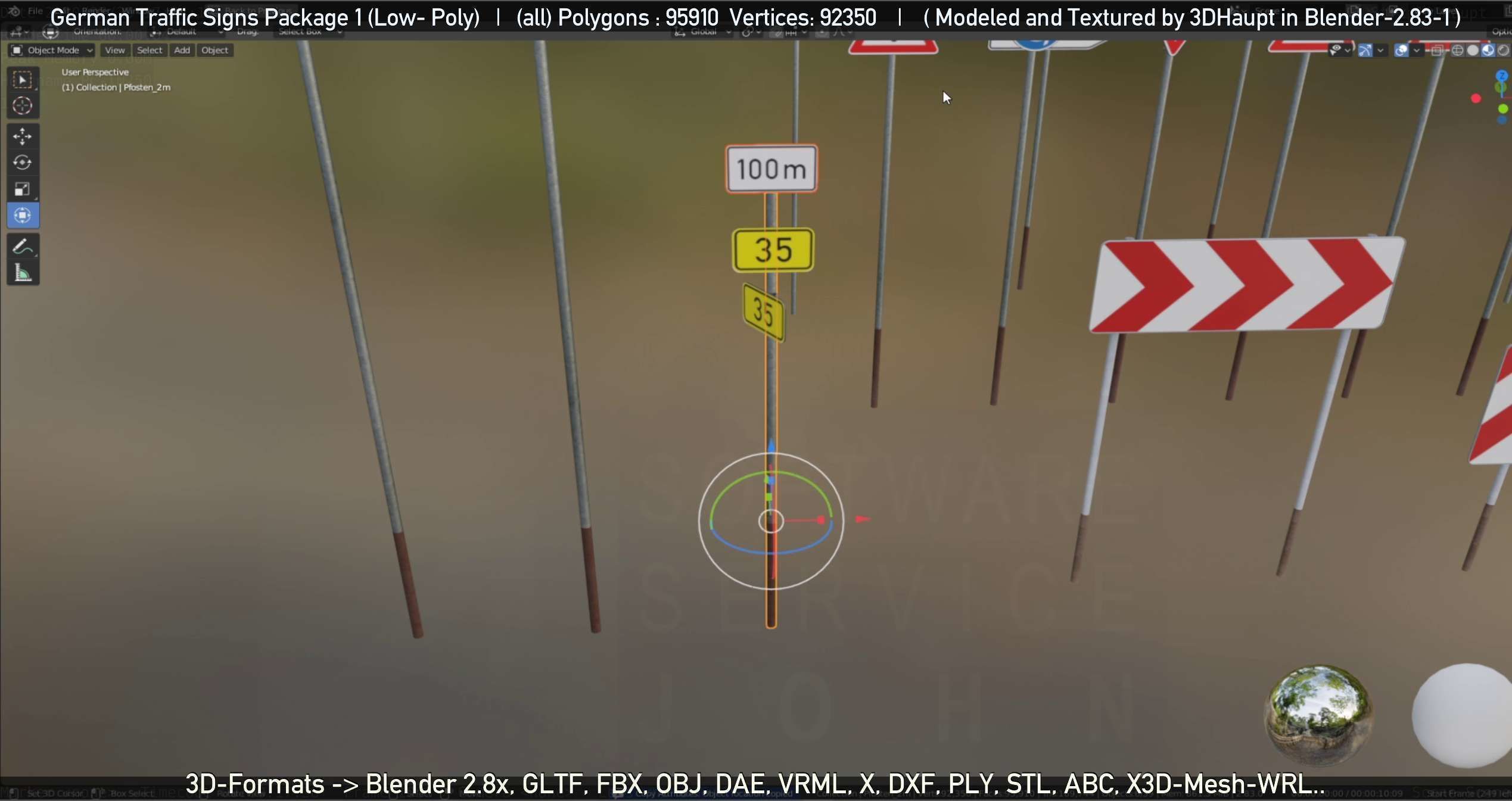 German Traffic Signs Package 1 Low-poly 3D model_113