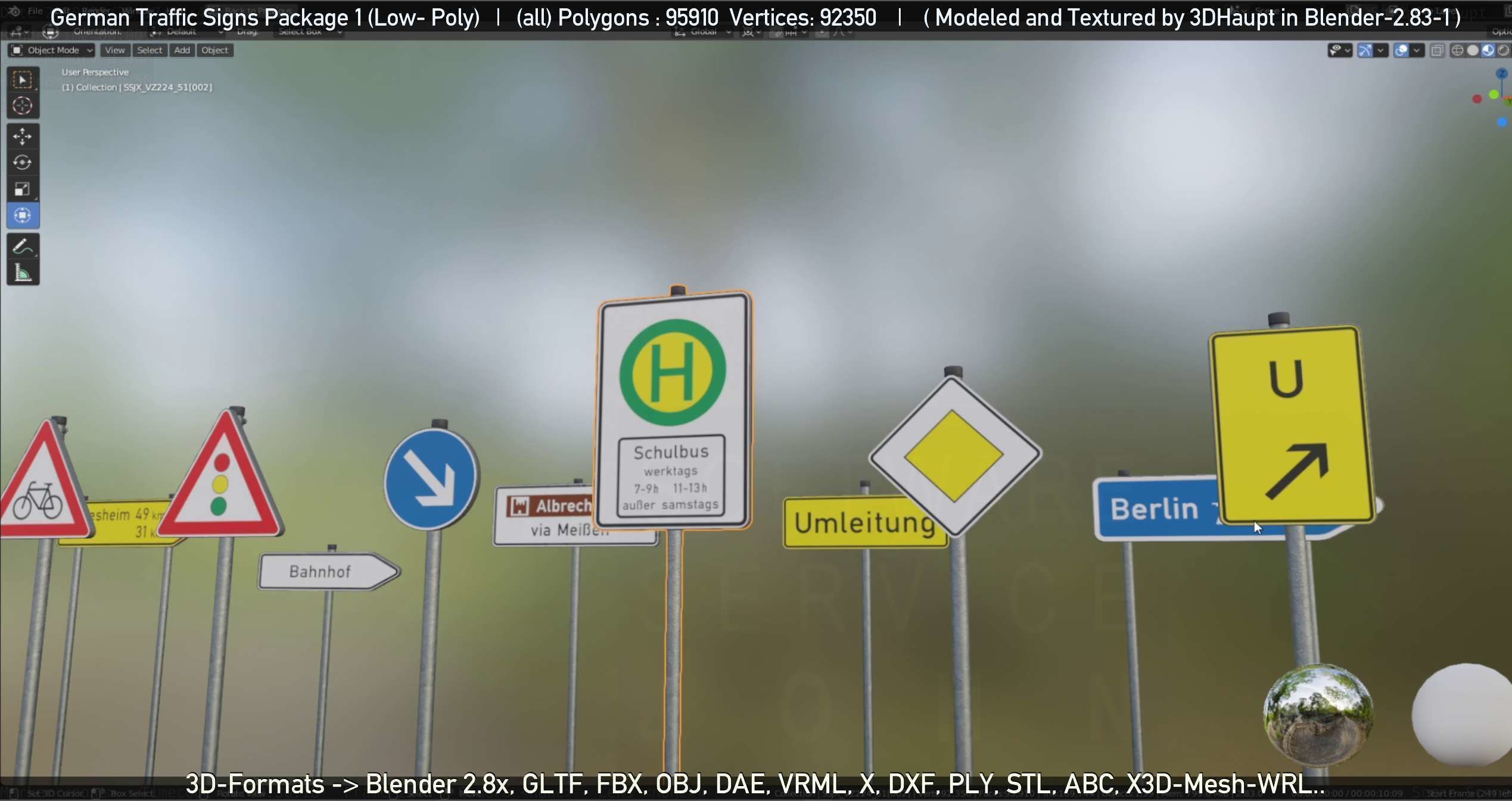 German Traffic Signs Package 1 Low-poly 3D model_14