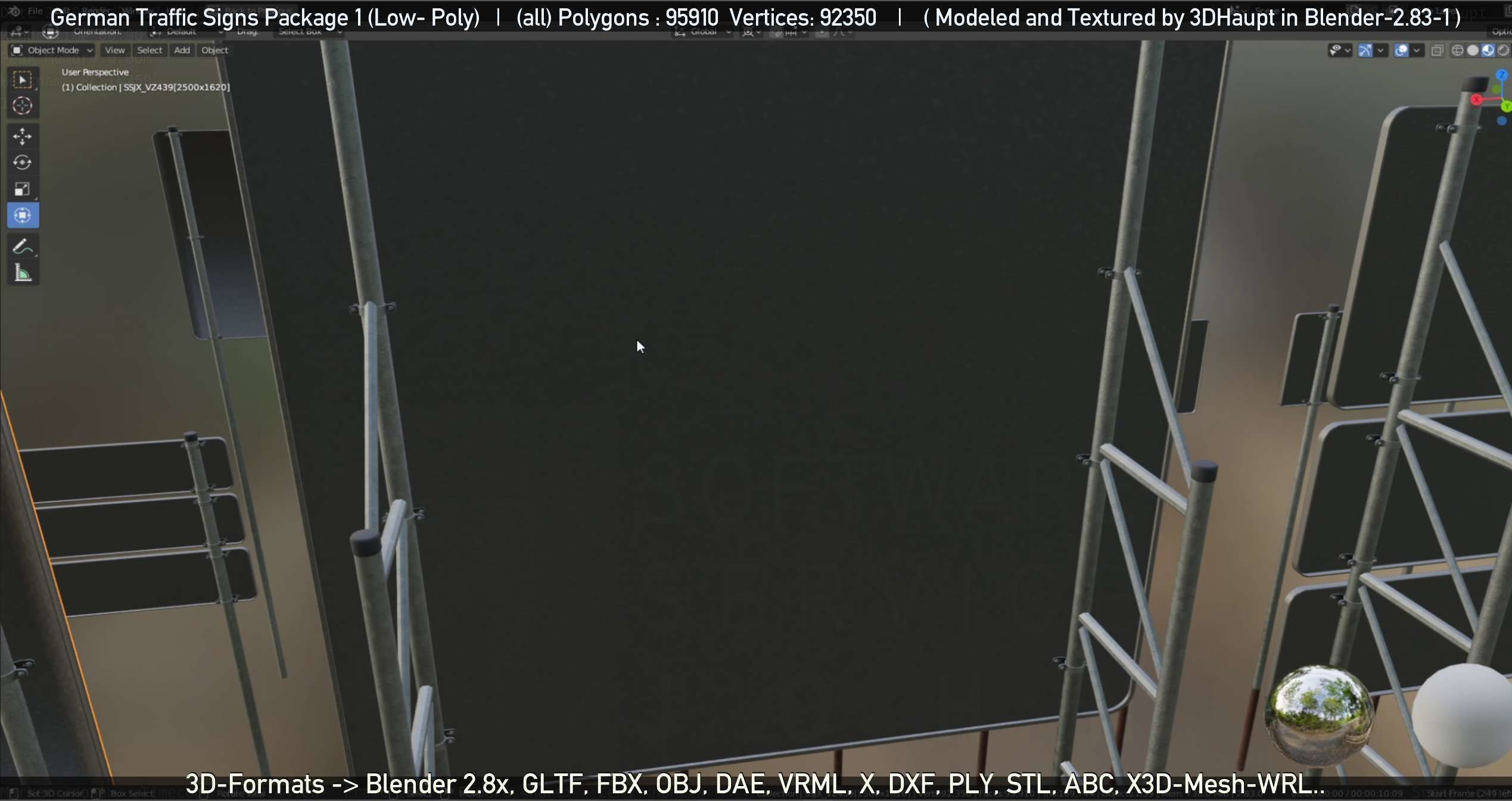 German Traffic Signs Package 1 Low-poly 3D model_30