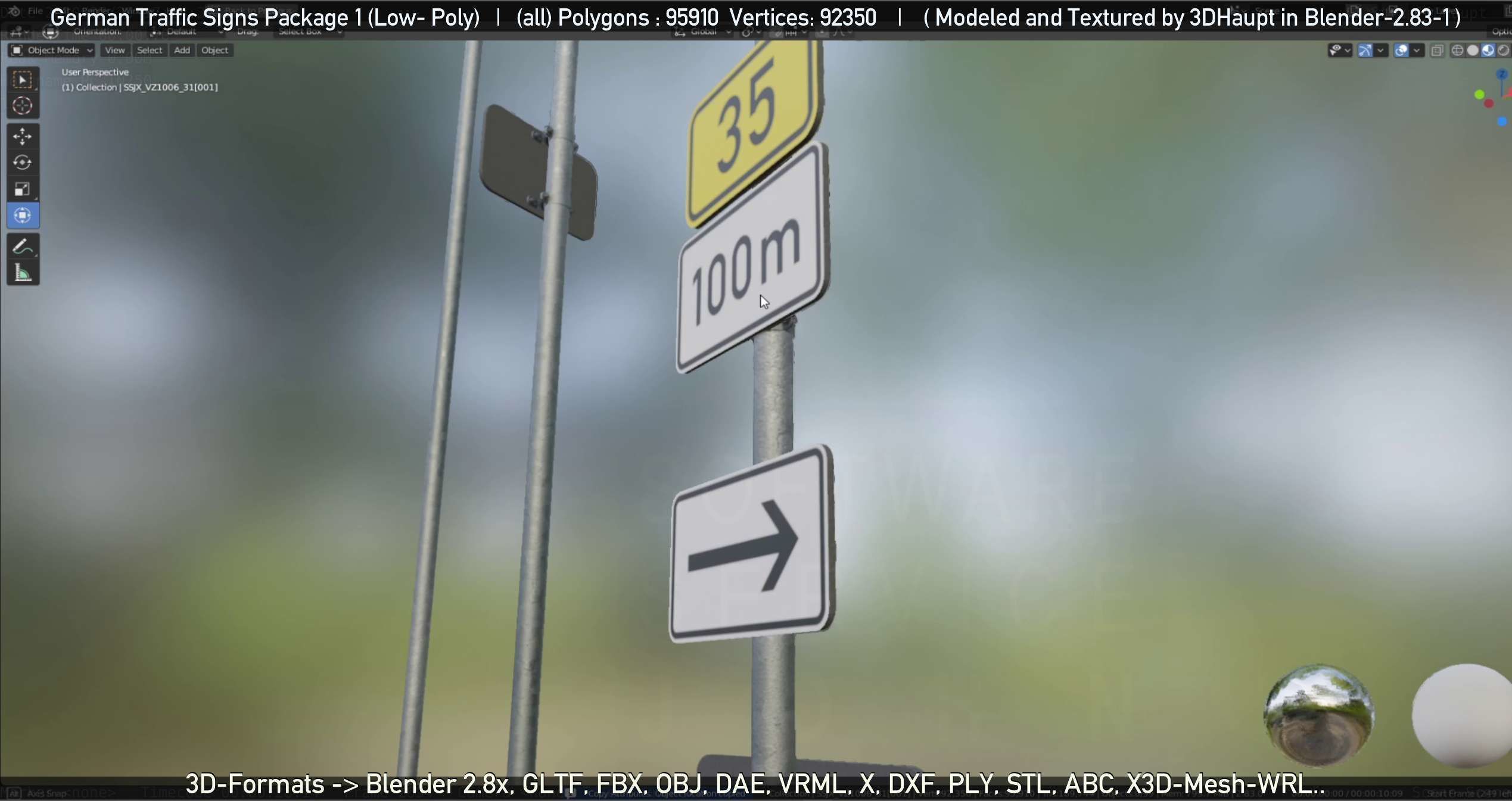 German Traffic Signs Package 1 Low-poly 3D model_61