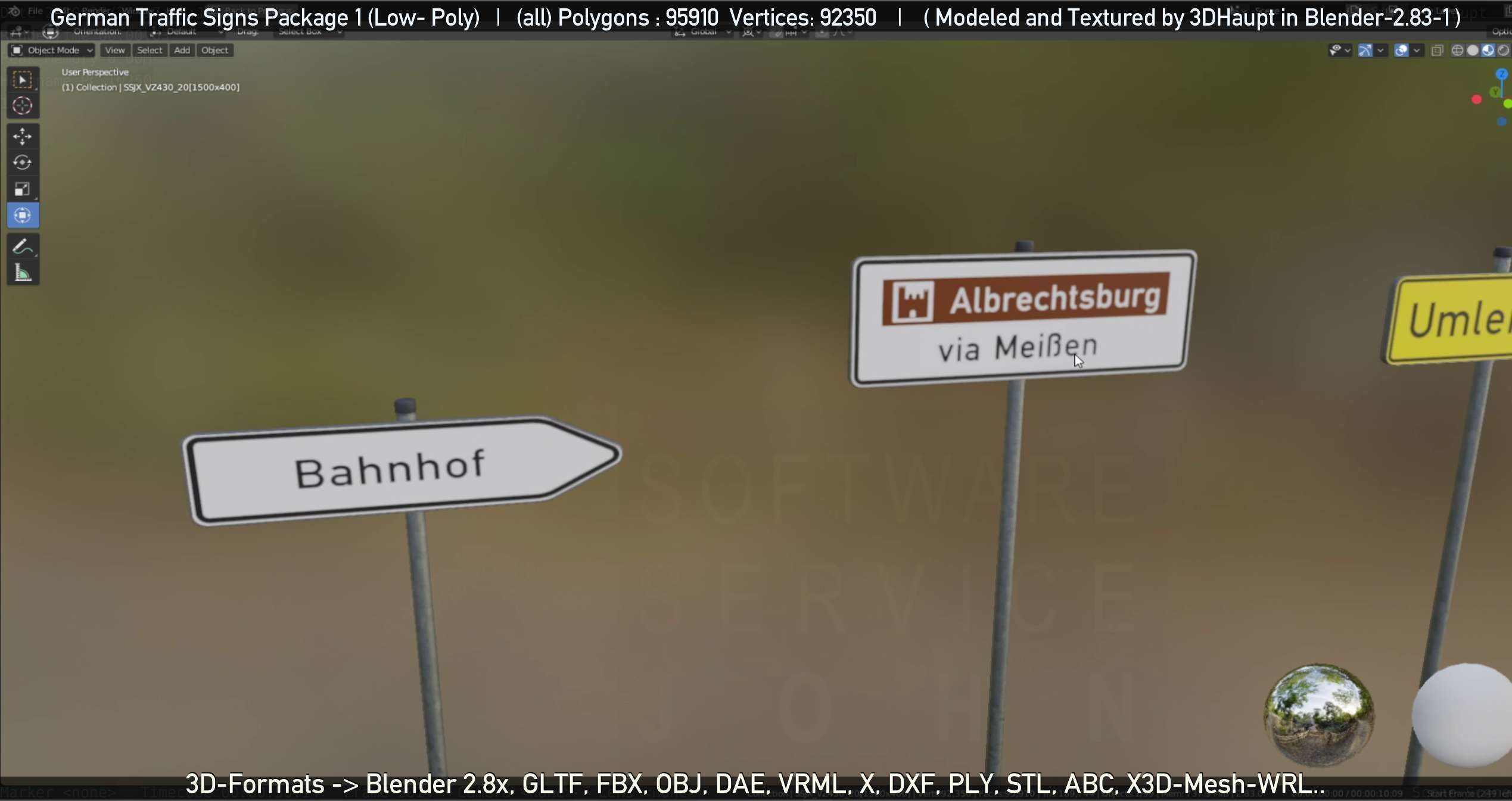 German Traffic Signs Package 1 Low-poly 3D model_99
