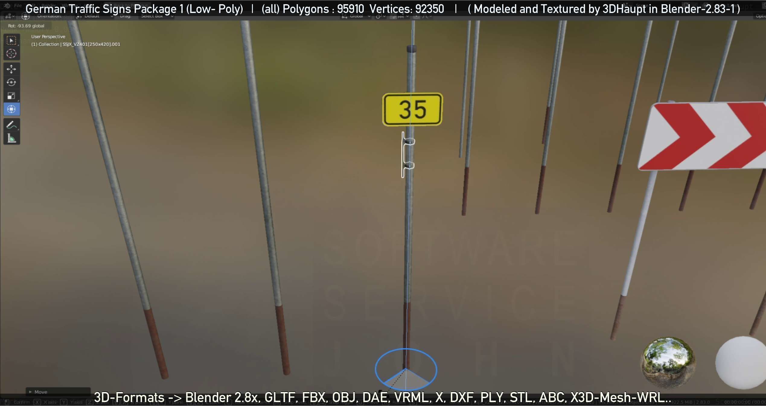 German Traffic Signs Package 1 Low-poly 3D model_84