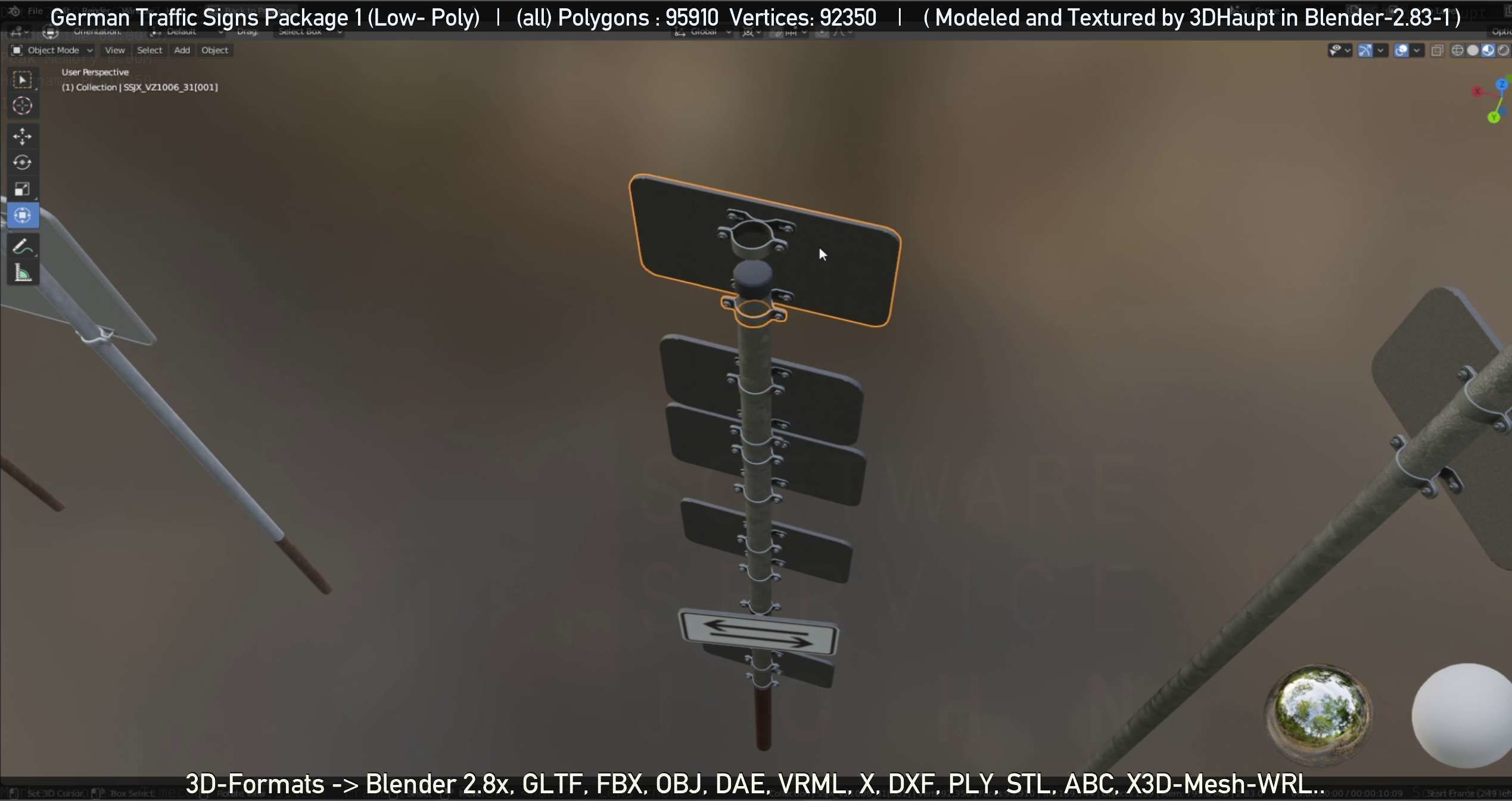German Traffic Signs Package 1 Low-poly 3D model_11