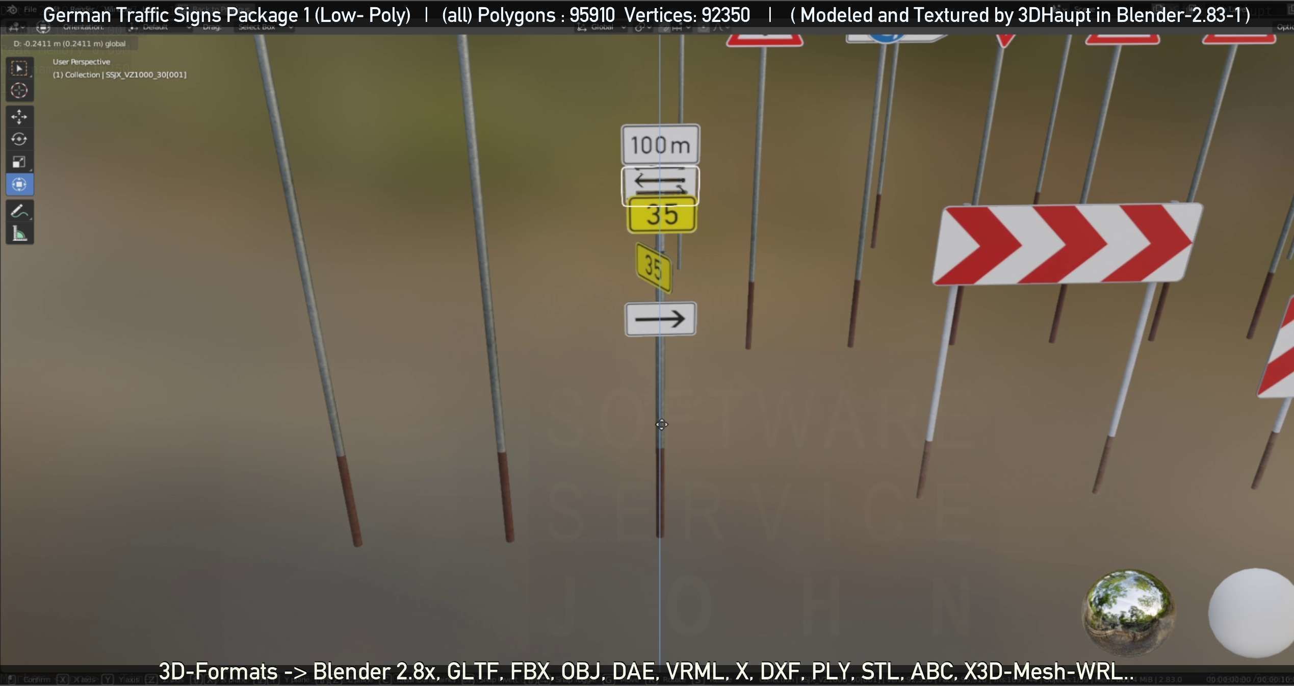 German Traffic Signs Package 1 Low-poly 3D model_96