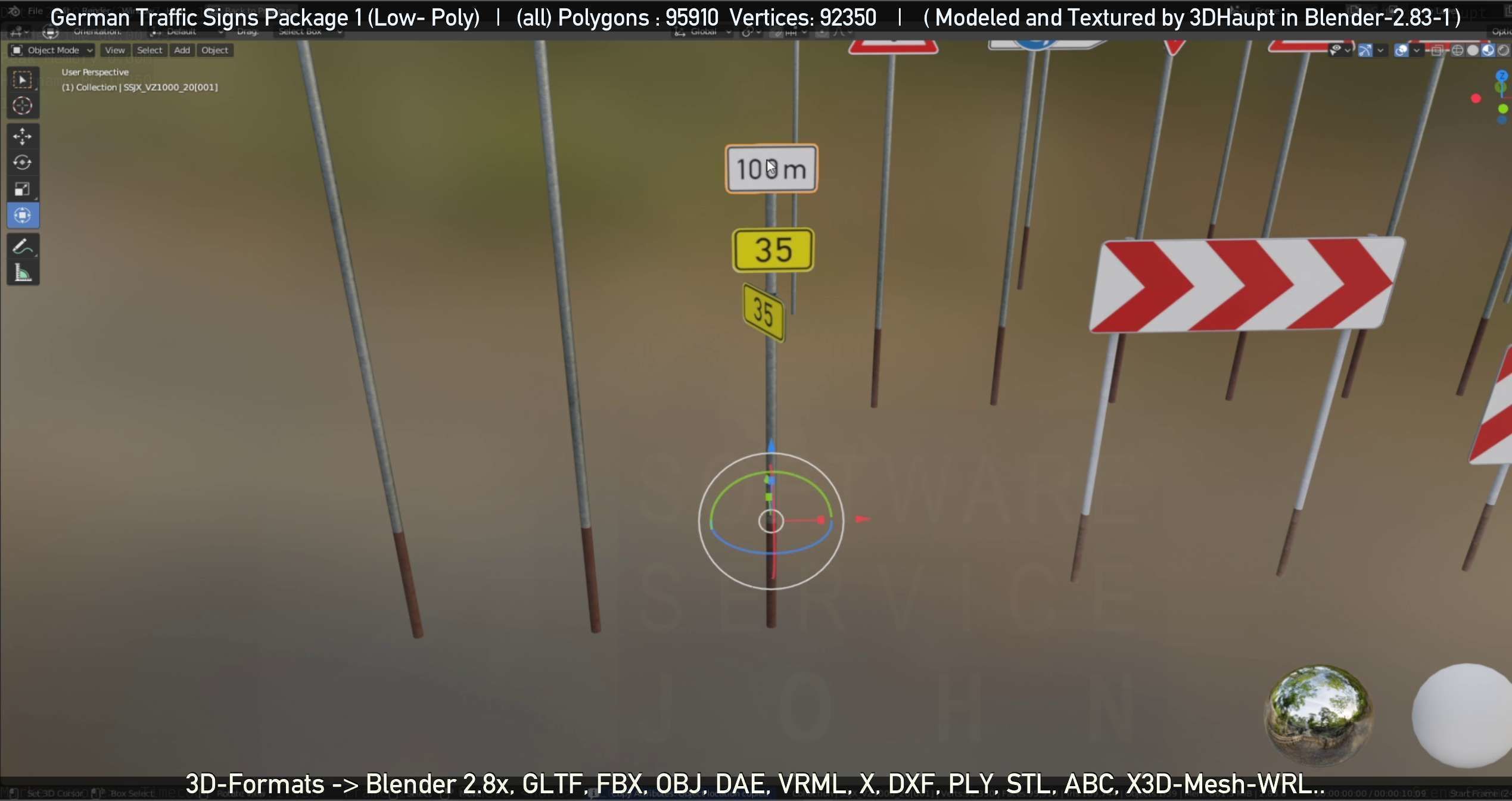 German Traffic Signs Package 1 Low-poly 3D model_92